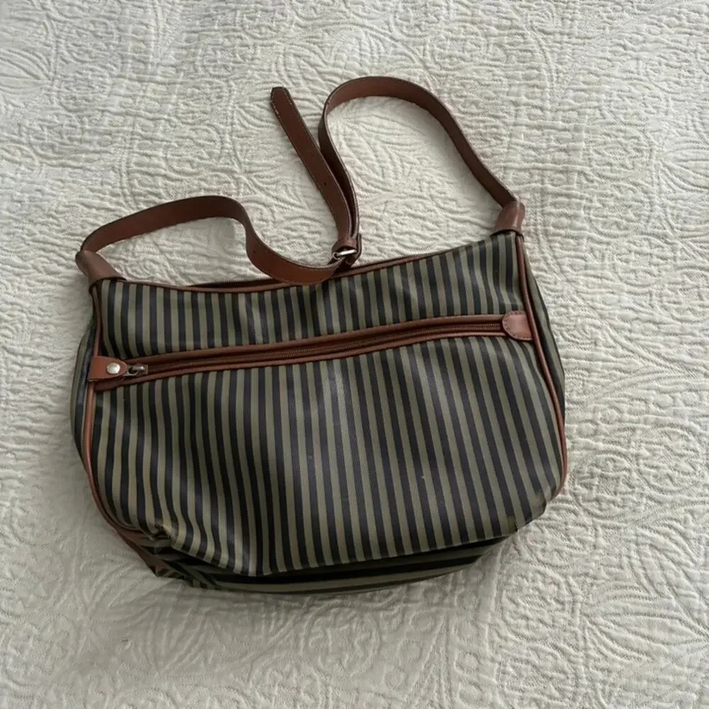 Allen Edward Black/Khaki Striped Purse
